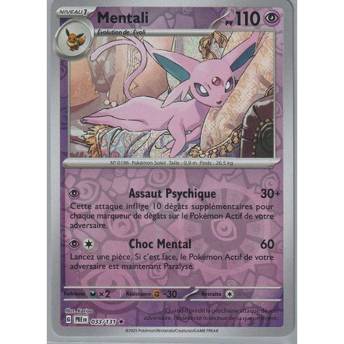 Carte Pokémon - Mentali - 033/131 - Holo-Reverse - Ev8,5 Evolutions Prismatiques