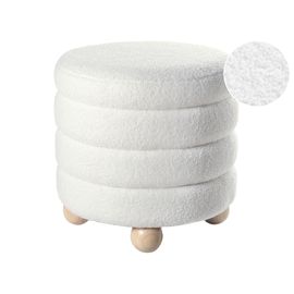 Pouf Chilly Blanc Cassé Fourrure Synthétique 42 Cm 42 Cm