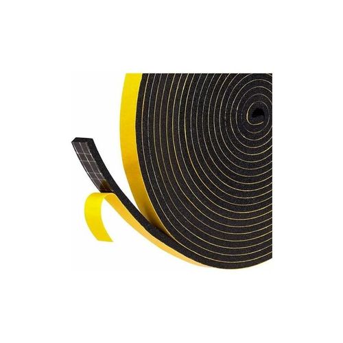 Adhesive Strip Seal Door Window 1 Roll 12mm x 6mm x 3m Rubber Foam Insulation Gasket Sound & Cold Insulation Air Conditioner Furniture Protection - Black Foam Yellow Foil