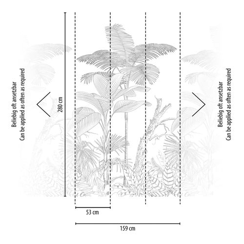 Papier peint photo Profhome 392141-GU papier peint intissé gaufré à chaud lisse au design de jungle mat noir blanc 1,59 m x 2,8 m