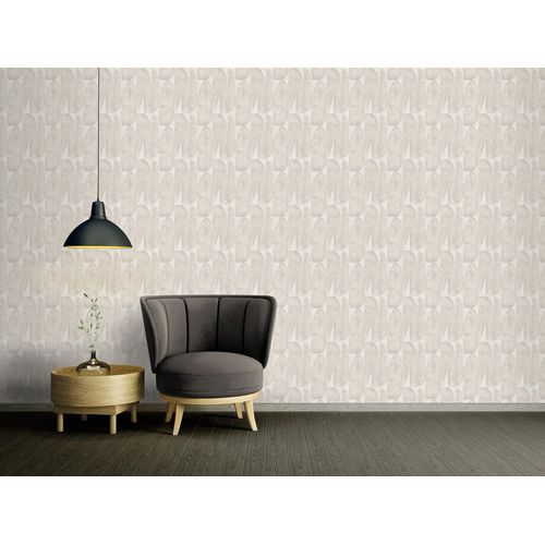 Papier peint à motifs graphiques Profhome 396581-GU papier peint intissé légèrement texturé design mat gris beige 5,33 m2