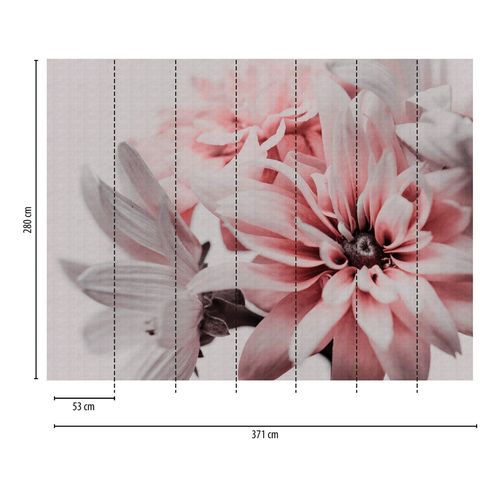 Papier peint photo Profhome 382701-GU papier peint intissé gaufré à chaud lisse avec un dessin floral mat rose blanc gris 3,71 m x 2,8 m