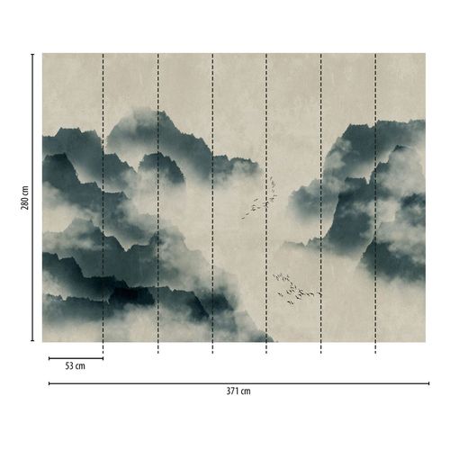 Papier peint photo Profhome 382461-GU papier peint intissé gaufré à chaud lisse avec des paysages mat bleu beige gris 3,71 m x 2,8 m