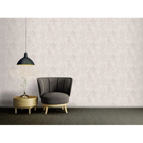 Papier peint aspect crépi Profhome 396706-GU papier peint intissé gaufré à chaud texturé avec une texture tangible et des accents métalliques blanc gris argent 5,33 m2