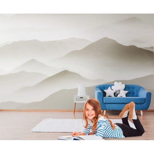 Papier peint photo Profhome 383081-GU papier peint intissé gaufré à chaud lisse avec des paysages mat beige blanc 3,71 m x 2,8 m