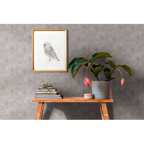 Papier peint aspect crépi Profhome 388328-GU papier peint intissé légèrement texturé à l'aspect béton et des accents métalliques beige brun-gris grès rouge 5,33 m2