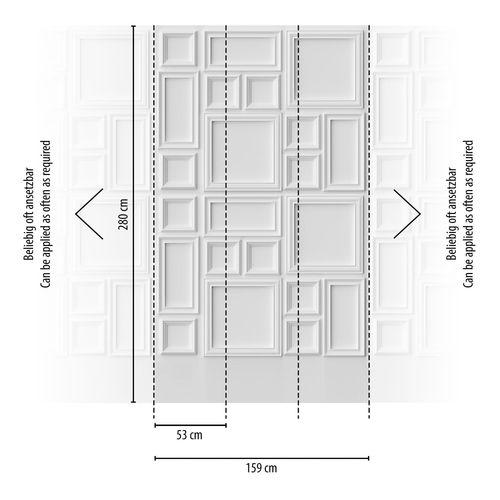 Papier peint photo Profhome 398211-GU papier peint intissé gaufré à chaud lisse 3D mat blanc gris 1,59 m x 2,8 m