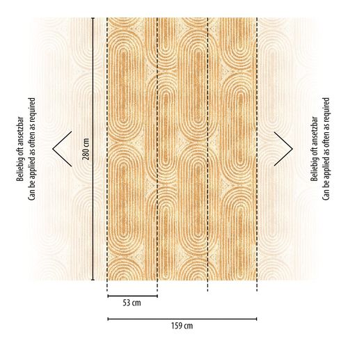 Papier peint photo Profhome 398681-GU papier peint intissé gaufré à chaud lisse au style rétro mat orange beige 1,59 m x 2,8 m