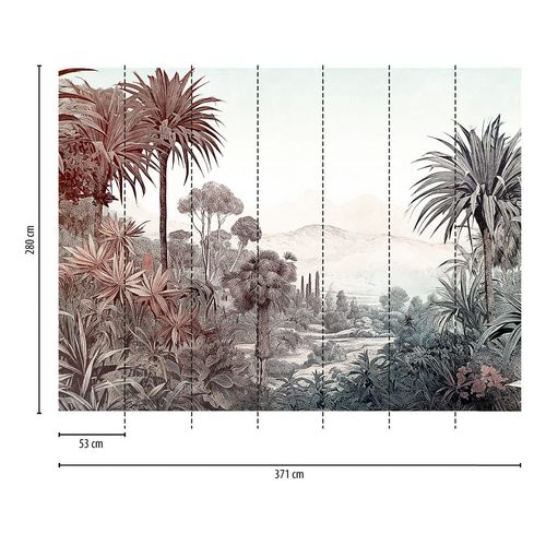 Papier peint photo Profhome 399031-GU papier peint intissé gaufré à chaud lisse au design de jungle mat brun bleu blanc blanc 3,71 m x 2,8 m