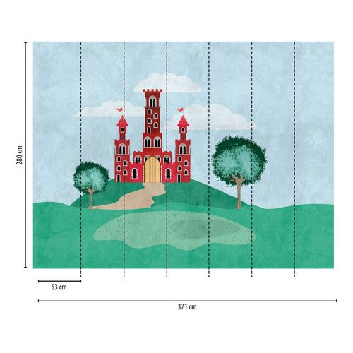 Papier peint photo Profhome 382991-GU papier peint intissé gaufré à chaud lisse avec un dessin infantile mat bleu rouge vert blanc 3,71 m x 2,8 m
