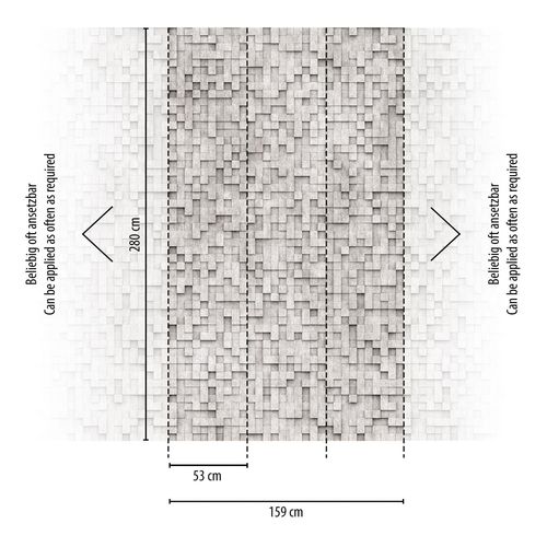 Papier peint photo Profhome 398431-GU papier peint intissé gaufré à chaud lisse avec motif en mosaïque mat gris gris-poussière 1,59 m x 2,8 m