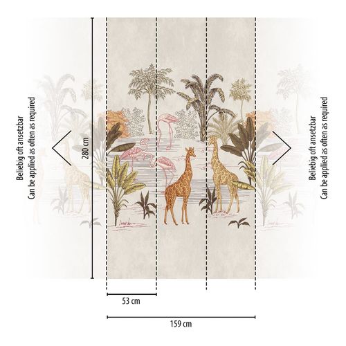 Papier peint photo Profhome 398751-GU papier peint intissé gaufré à chaud lisse avec un dessin infantile mat crème beige brun rose 1,59 m x 2,8 m