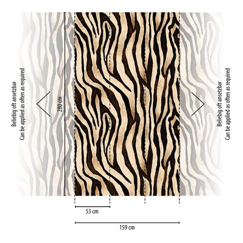 Papier peint photo Profhome 398311-GU papier peint intissé gaufré à chaud lisse avec des motifs animaux mat beige noir brun 1,59 m x 2,8 m