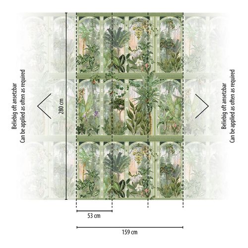 Papier peint photo Profhome 393151-GU papier peint intissé gaufré à chaud lisse au design de jungle mat vert brun blanc 1,59 m x 2,8 m