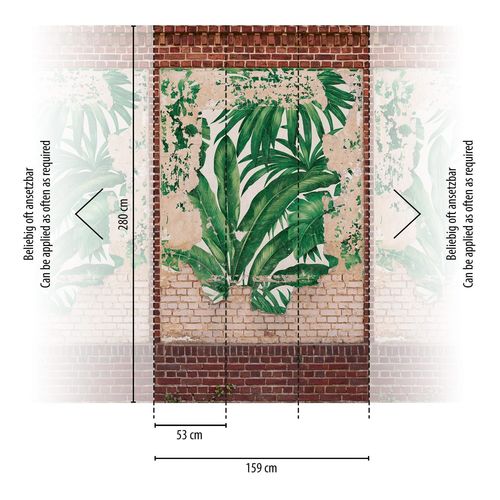 Papier peint photo Profhome 392452-GU papier peint intissé gaufré à chaud lisse à l'aspect brique mat brun beige rouge vert 1,59 m x 2,8 m