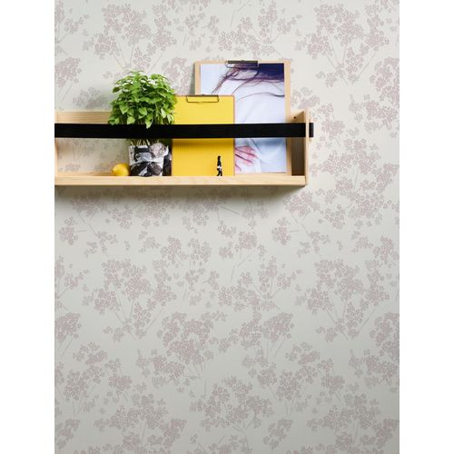 Papier peint floral Profhome 395481-GU papier peint intissé texturé avec des ornements floraux brillant blanc rose 5,33 m2