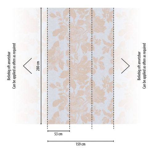 Papier peint photo Profhome 398771-GU papier peint intissé gaufré à chaud lisse avec un dessin floral mat gris beige bleu clair 1,59 m x 2,8 m