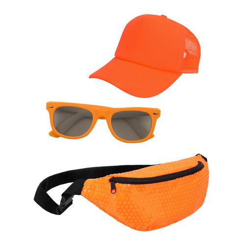 Kit Accessoires Casquette Banane Et Lunettes Orange Fluo Adulte