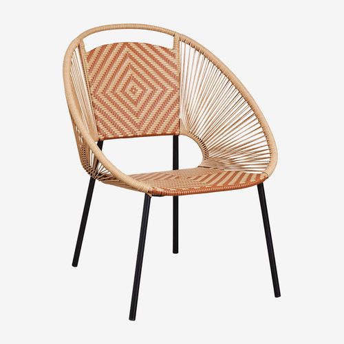 Pack De 4 Chaises De Salle À Manger Empilables En Fer Et Osier Synthétique Cintia Naturel