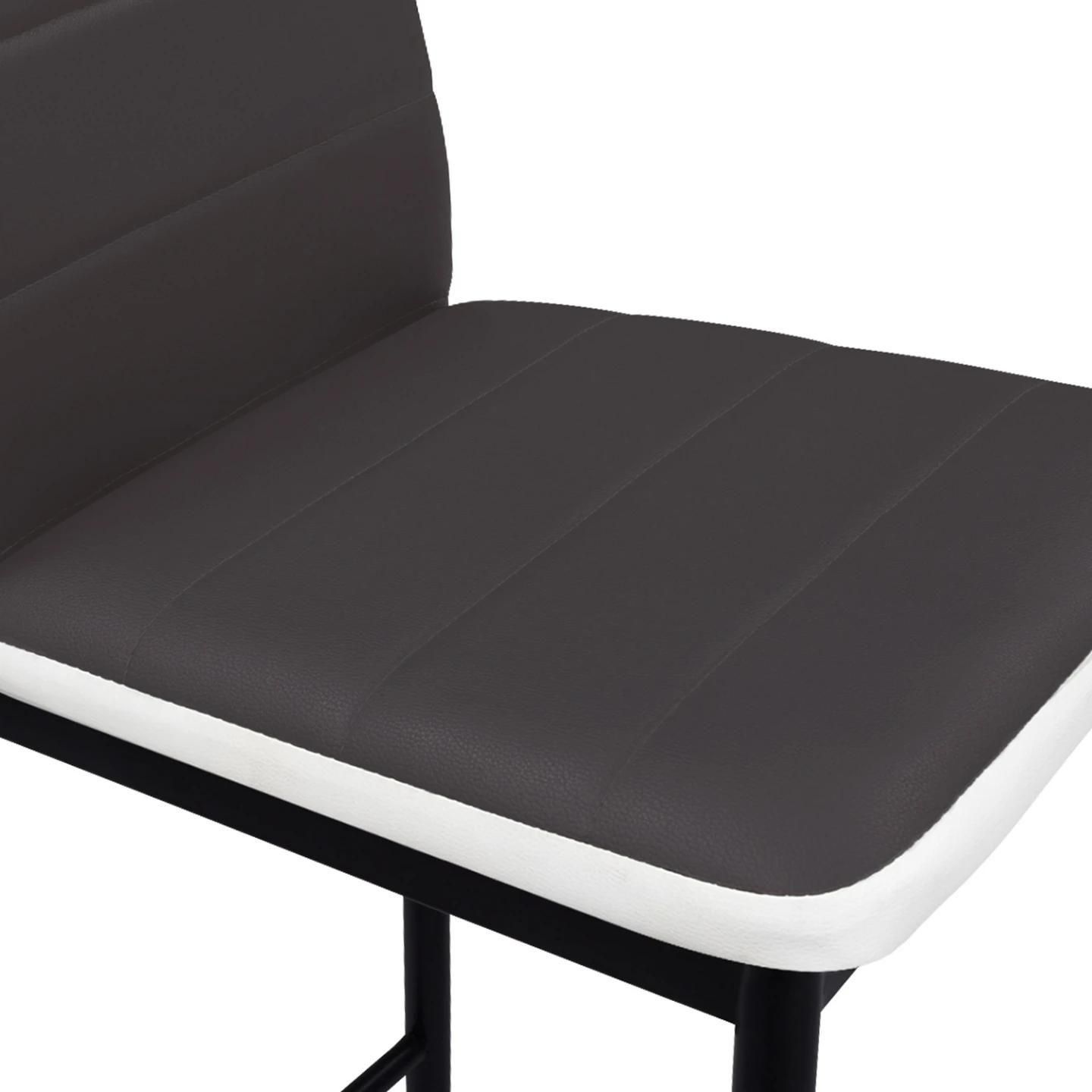 Lot De 4 Tabourets Romane En Pvc Gris Bandeau Blanc, Chaises De Bar Rembour... - 5