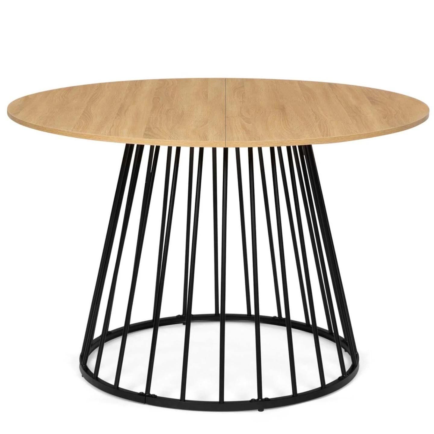 Idmarket Table  Manger Yuna Ronde 4-6 Personnes Pied Filaire Bois Et Noir - 3