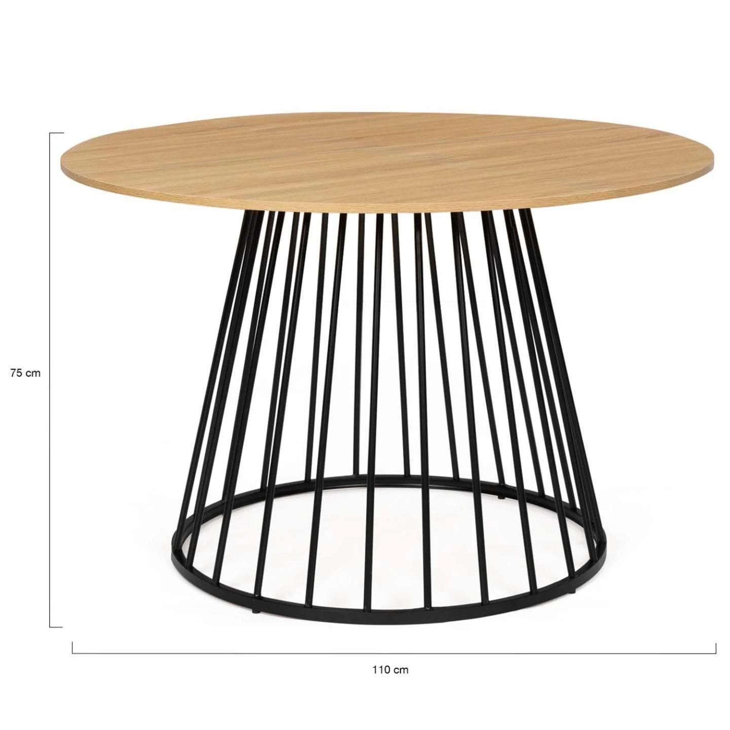 Idmarket Table  Manger Yuna Ronde 4-6 Personnes Pied Filaire Bois Et Noir - 4