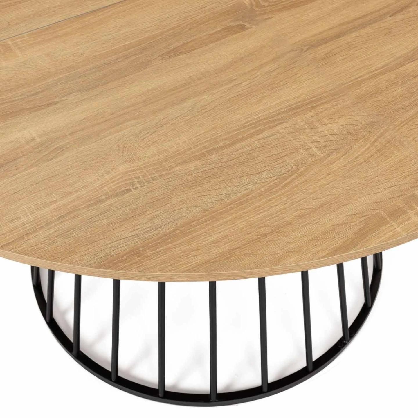 Idmarket Table  Manger Yuna Ronde 4-6 Personnes Pied Filaire Bois Et Noir - 5