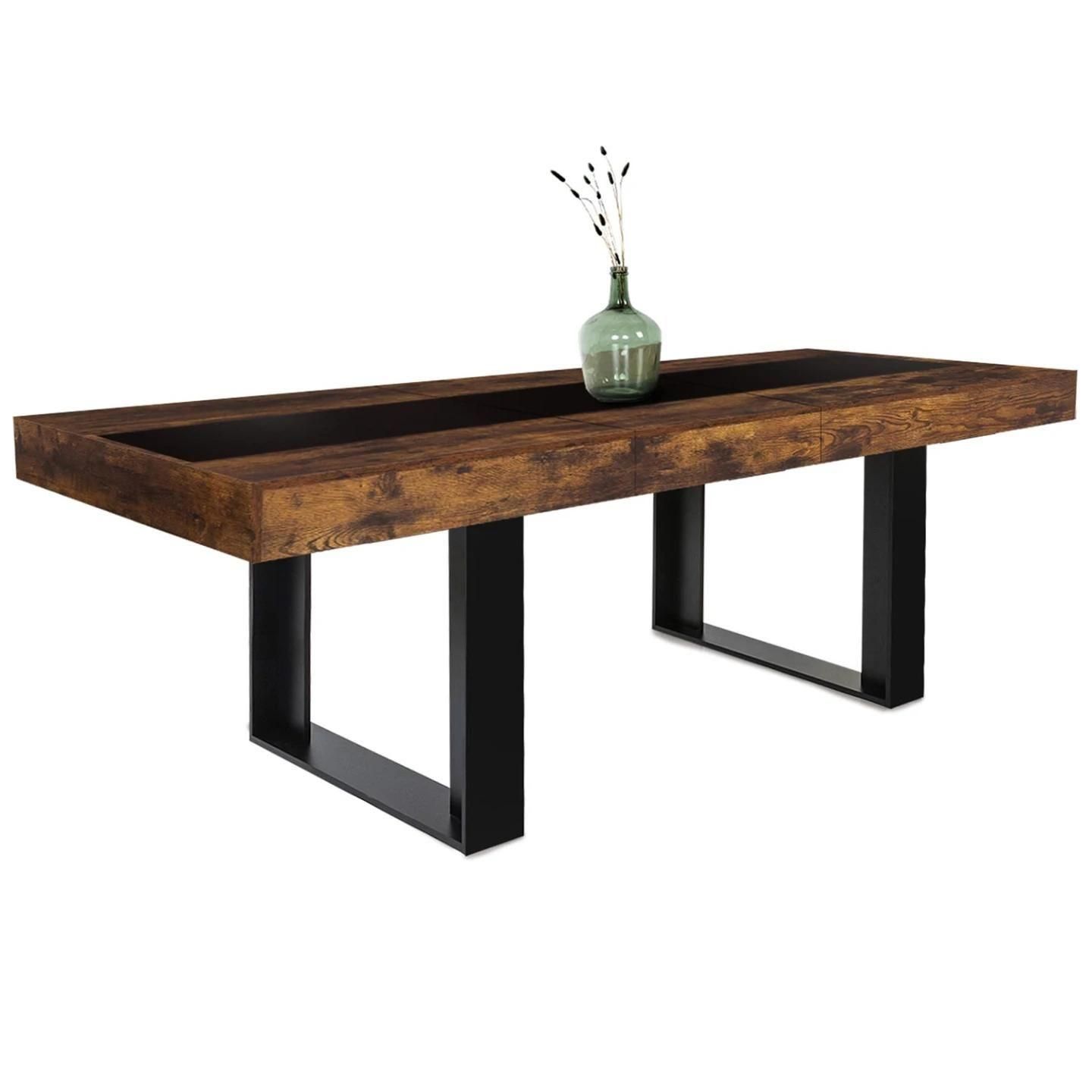 Table  Manger Extensible Rectangle Phoenix 6-10 Personnes Bois Effet Vieil... - 2
