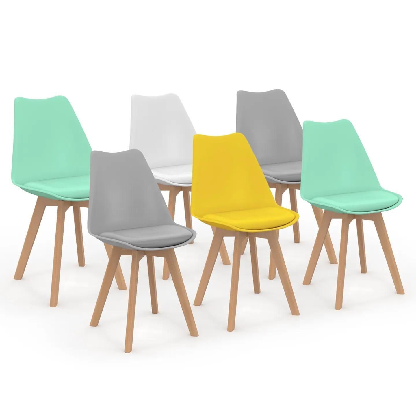 Lot De 6 Chaises Sara Mix Color Pastel Jaune, Blanc, Gris Clair X2, Vert Me... - 2