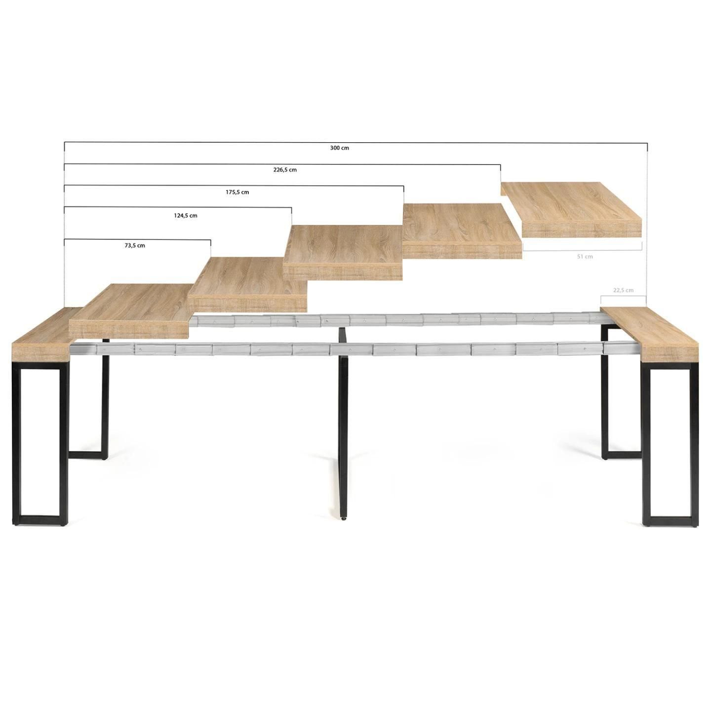 Table Console Extensible Toronto 14 Personnes 300 Cm Design Industriel - 4