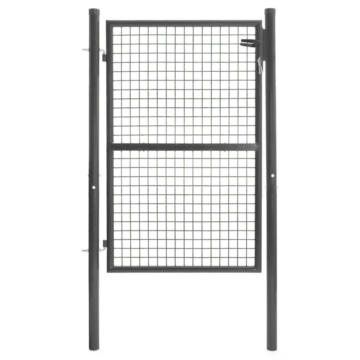 Portillon De Jardin 105 X 125 Cm En Acier Gris Anthracite Avec Serrure Et P... - 2