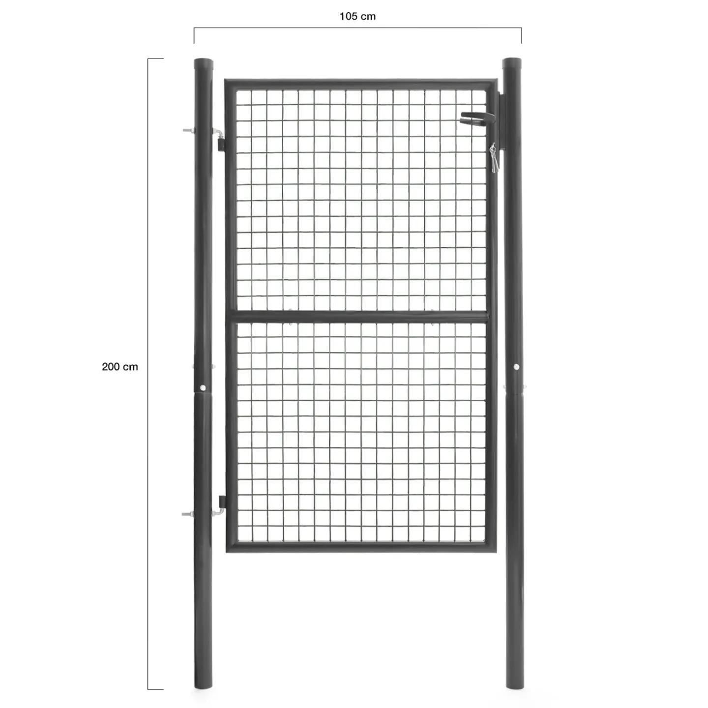 Portillon De Jardin 105 X 125 Cm En Acier Gris Anthracite Avec Serrure Et P... - 4