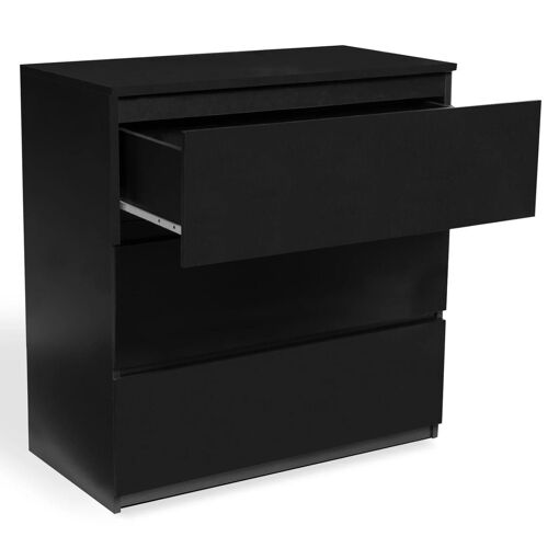 Commode 3 Tiroirs Tomi Bois Noir - 4
