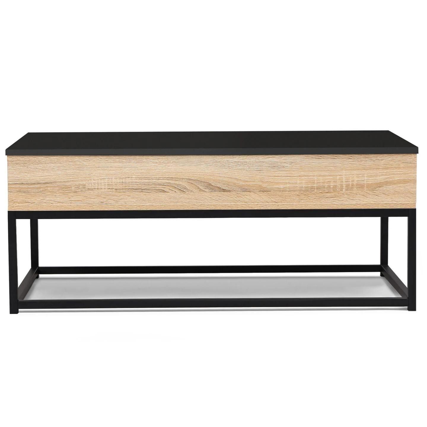 Table Basse Plateau Relevable Noir Boston Design Industriel - 6