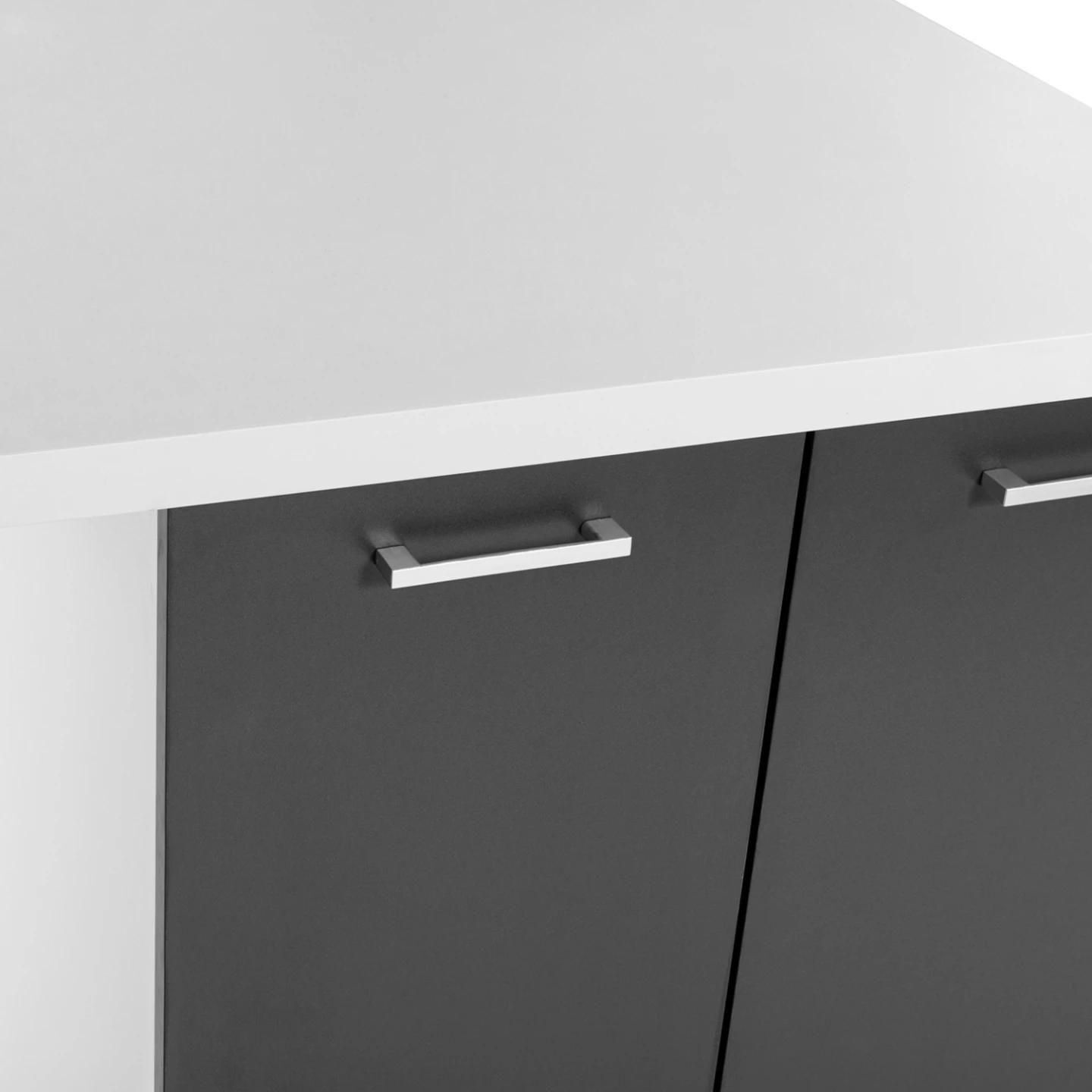 Ilot Central Ivo 120 Cm Blanc Et Gris Avec Plan De Travail - 3