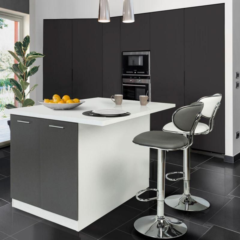 Ilot Central Ivo 120 Cm Blanc Et Gris Avec Plan De Travail - 8