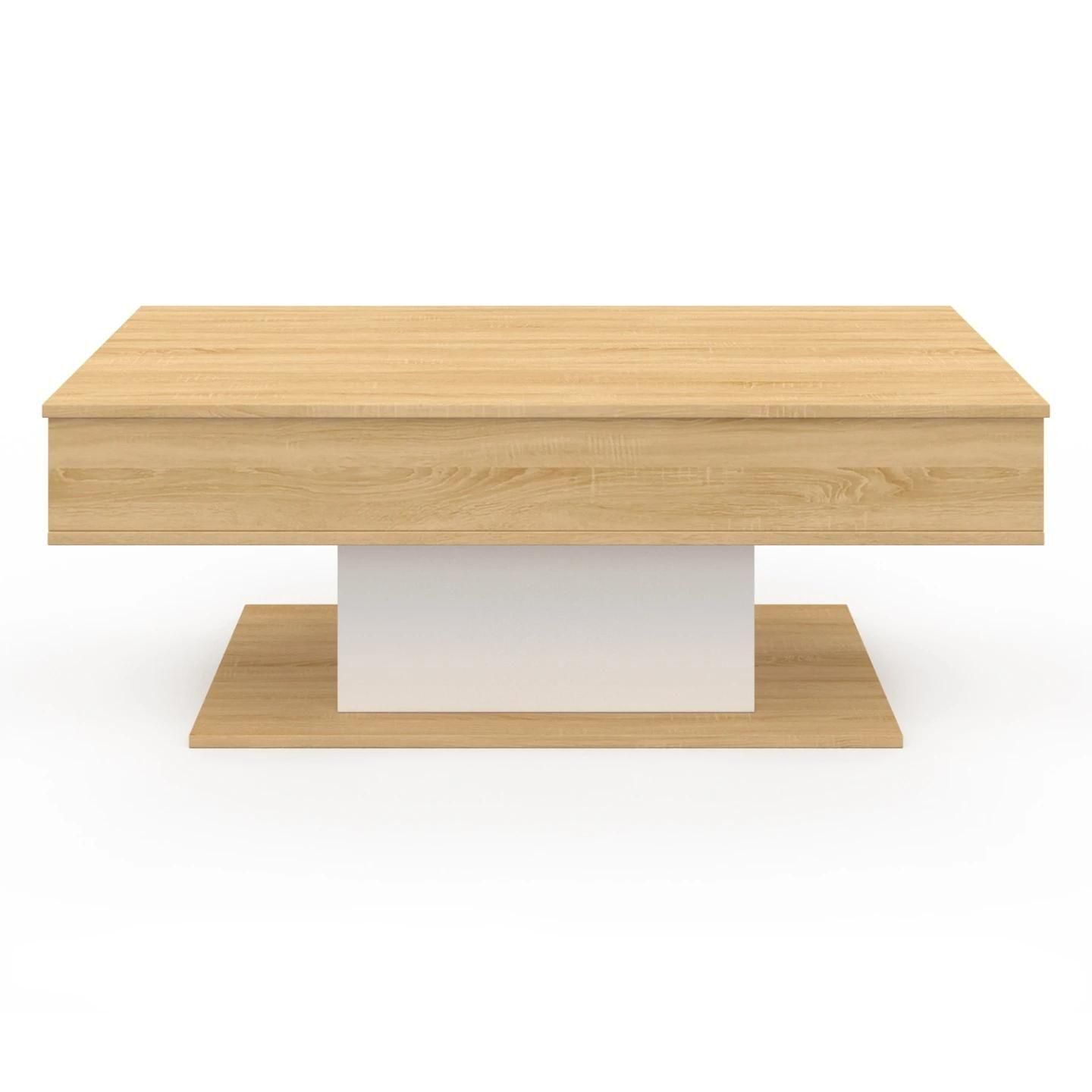 Table Basse Plateau Relevable Eden Bois Et Blanc - 3