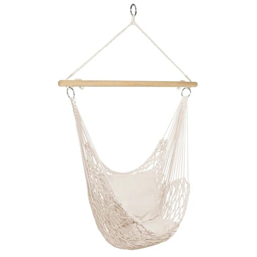 Fauteuil Suspendu Bohème 2 Coussins Écru Design Macramé - 2