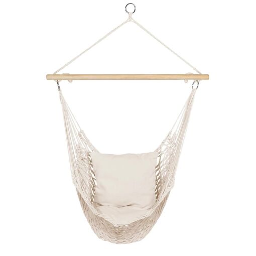 Fauteuil Suspendu Bohème 2 Coussins Écru Design Macramé - 6