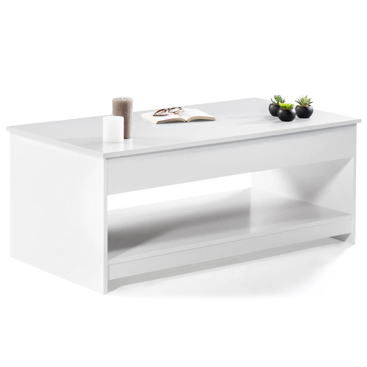 Table Basse Plateau Relevable Soa Bois Blanc - 4