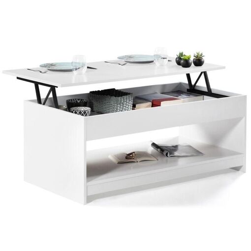 Table Basse Plateau Relevable Soa Bois Blanc - 8