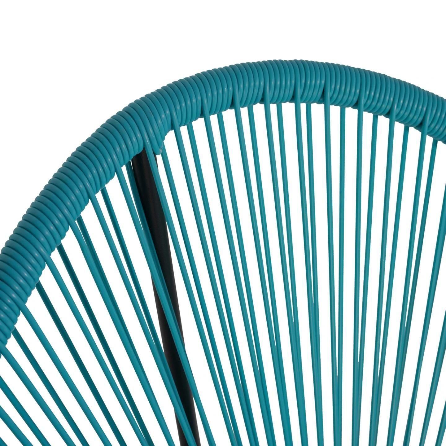 Idmarket Salon De Jardin Izmir Table Et 2 Fauteuils Oeuf Cordage Bleu Canar... - 4