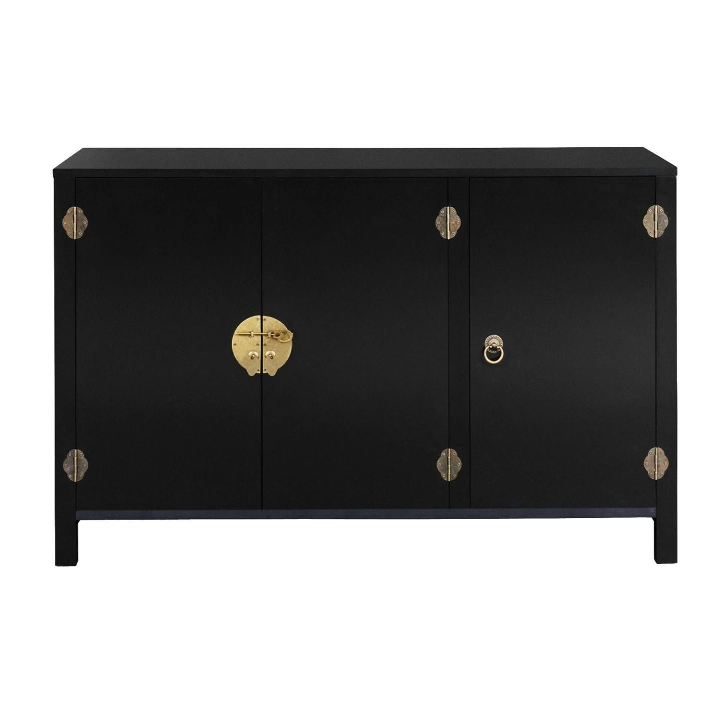 Buffet Bas Yang 3 Portes Bois Noir - 3
