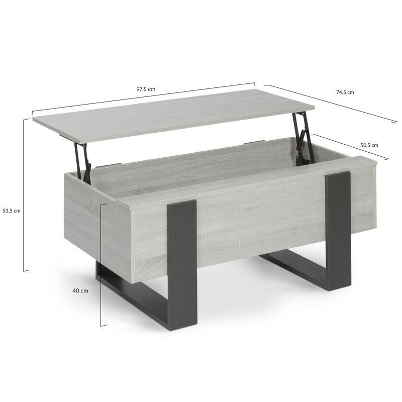 Table Basse Plateau Relevable Phoenix Bois Gris - 7