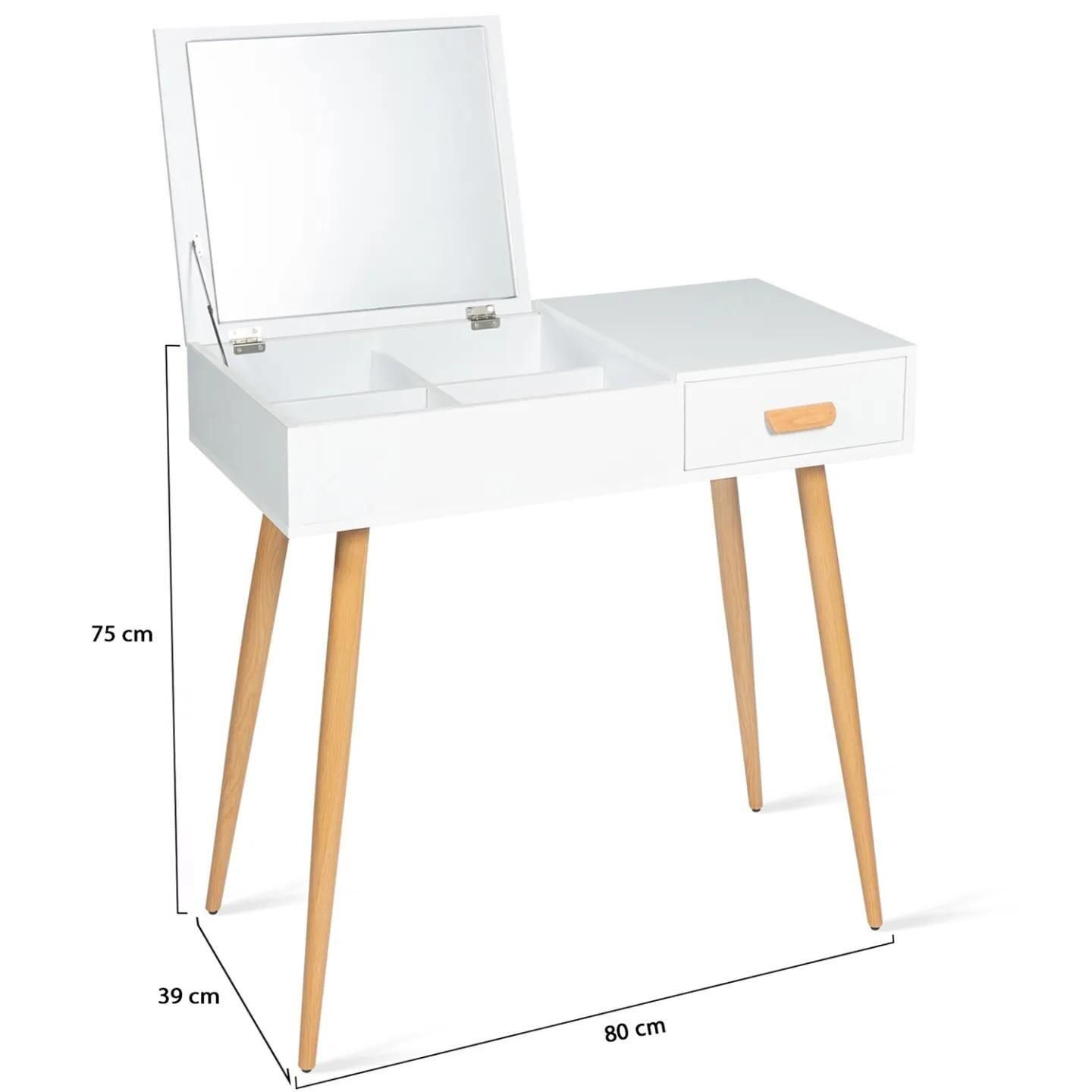 Coiffeuse Scandinave Lisa Miroir Rabattable - 7