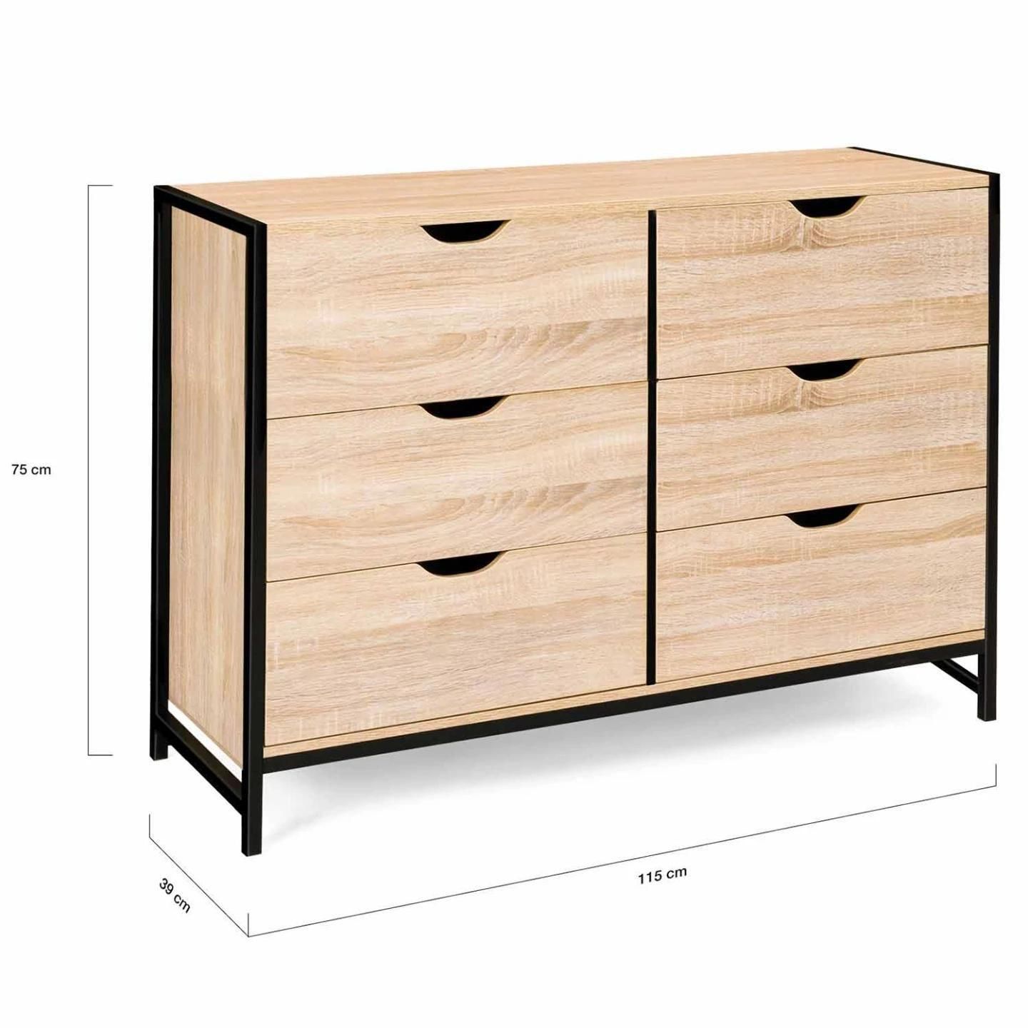 Commode 6 Tiroirs Detroit Design Industriel - 5