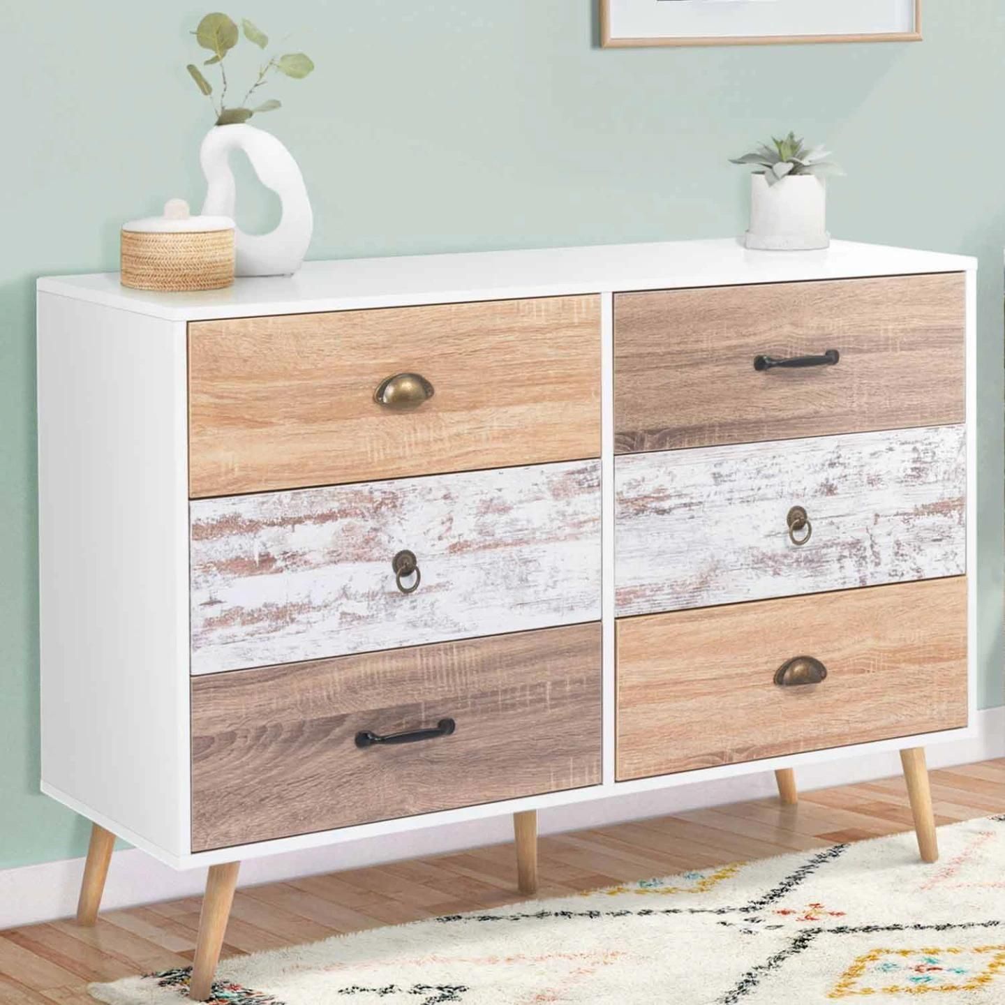 Commode 6 Tiroirs Bahia 115 Cm Scandinave