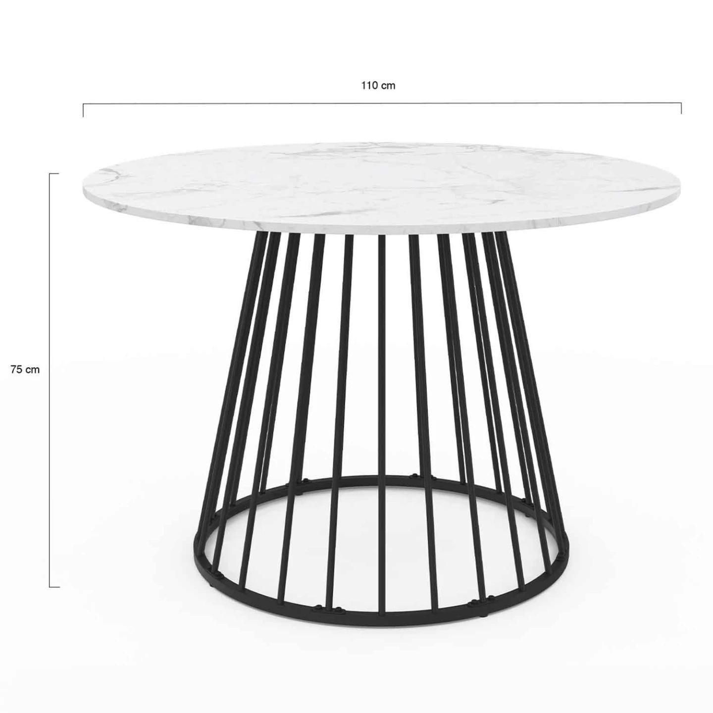 Table  Manger Ronde Yuna 4-6 Personnes Plateau Effet Marbre Blanc Alaska E... - 4