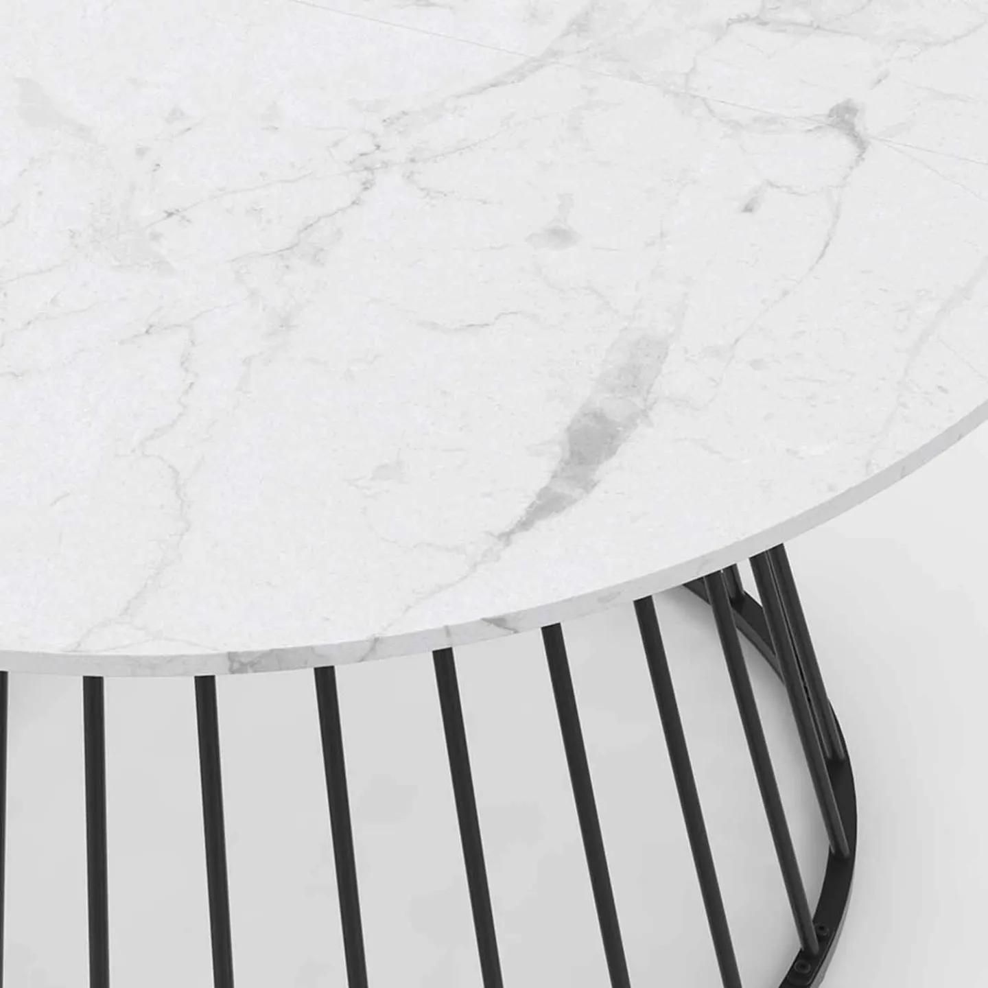 Table  Manger Ronde Yuna 4-6 Personnes Plateau Effet Marbre Blanc Alaska E... - 5