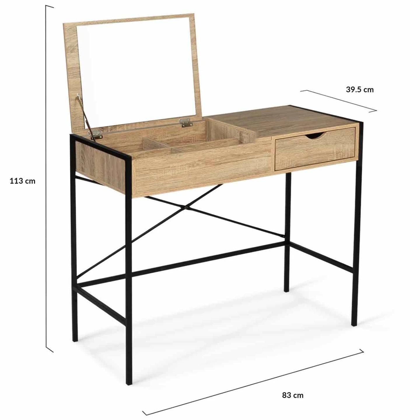 Coiffeuse Luis Miroir Rabattable Design Industriel - 4